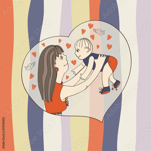 "illustration of a mother's love" Stock image and royalty-free vector