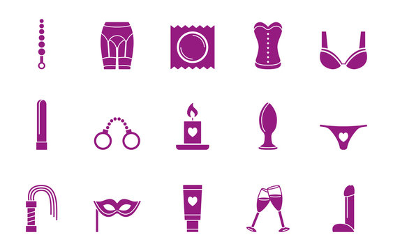 Set mit erotischen Icon's - Violett