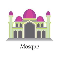 Islamic Mosque / Masjid for Muslim pray icon. vector illustration