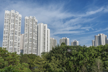 Fototapeta na wymiar Highrise residential building in Hong Kong city