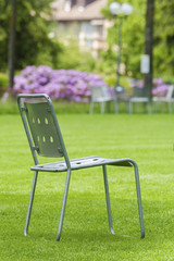 chair standing on  lawn in garden