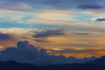 dramatic colorful cloud at sunset