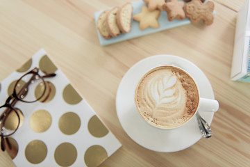 Tasty composition at wooden table