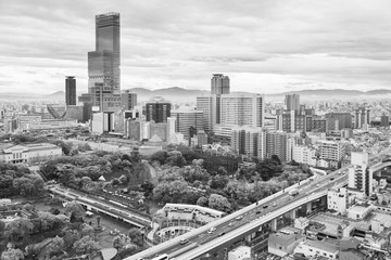 Skyline of Osaka city, Japan