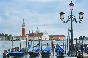 Gondola floating in Grand Canal, Venice, Italy