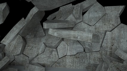 Concrete wall  with destruction, 3 d render