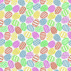 Easter eggs colorful seamless pattern. Vector illustration.