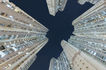 highrise residential building in Hong Kong city