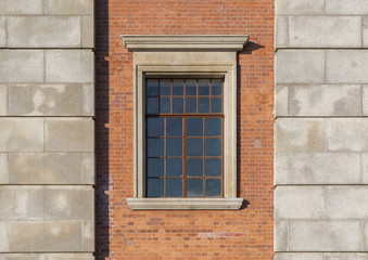 Fototapeta na wymiar window in brick wall. Architectural element of the building