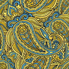 Seamless repeating pattern consisting of colored patterns buta.Vector