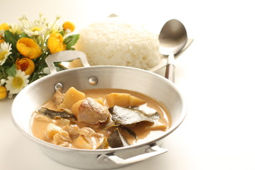Thai food, yellow curry served with rice
