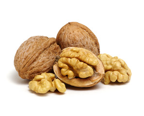 cracked walnut isolated on the white