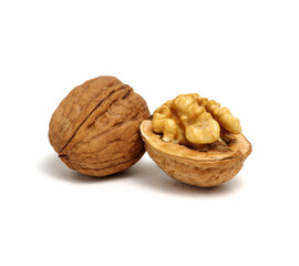 cracked walnut isolated on the white