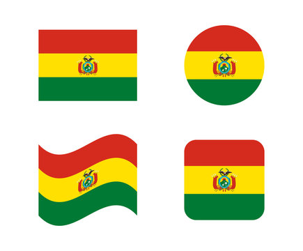 set 4 flags of bolivia