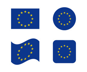 set 4 flags of european union