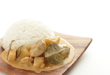 Thai food, yellow curry served with rice