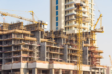 Construction site of a skyscraper in the United Arab Emirates.