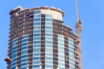 Construction site of a skyscraper in the United Arab Emirates.
