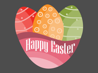 Happy Easter, Easter eggs on a black background. Vector illustration