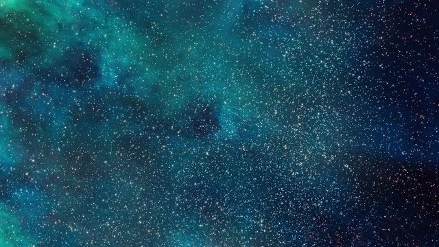  Fly through stars with blue background