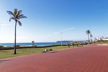  Red Paved Promenade on  Beachfront City Landscape