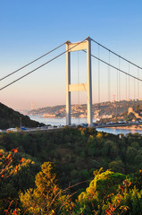 Fatih Sultan Mehmet Bridge, connecting Europe to Asia. Located in Istanbul, Turkey.