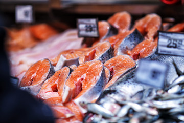 Seafood on ice at the fish market