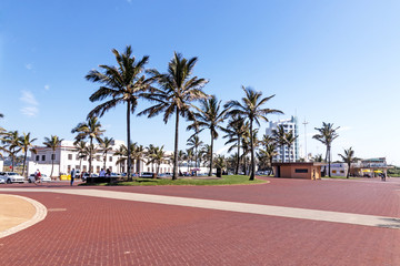  Red Paved Promenade on  Beachfront City Landscape