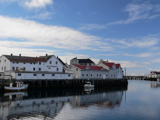 Beautiful landscape scenery of Norway fishing village hidden deep in fjords