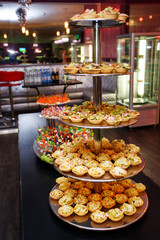 catering services background with snacks and food in restaurant