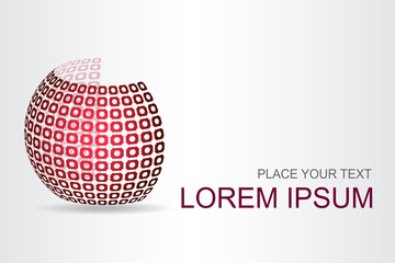 Logo stylized spherical surface with abstract shapes