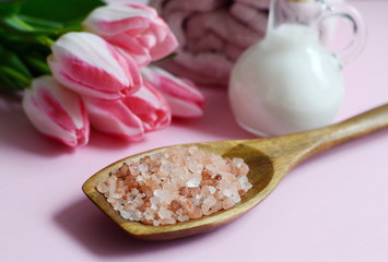 Natural ingredients for homemade body salt scrub