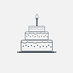 Line cake icon minimal flat style