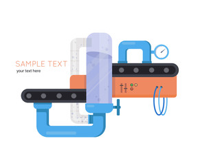 Industrial machine.Factory construction equipment, engineering vector flat illustration.