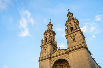 From below shot of Logrono cathedral