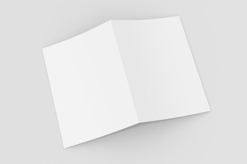Blank brochure magazine mock up isolated on soft gray background. 3d illustrated