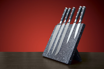 five of damascus steel knife set