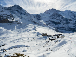 Bergstation hinten die EIgernordwand, Eiger, Interlaken-Oberhasli, Berner Oberland, Kanton Bern,...