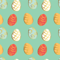 Seamless pattern with Easter colorful eggs. Vector illustration 