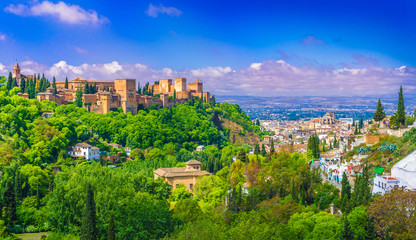 Alhambra palace,  Granada, Andalusia, Spain. - obrazy, fototapety, plakaty