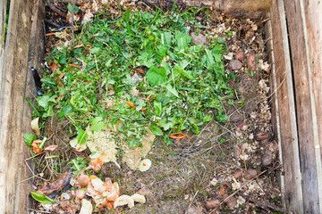 Composting material in the compost pile
