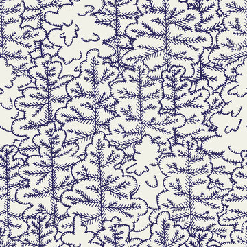 Seamless vector pattern. Hand drawn snowy fir-tree