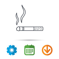 Smoking allowed icon. Yes smoke sign. Calendar, cogwheel and download arrow signs. Colored flat web icons. Vector