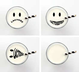 Milchglas mit Strohhalm - Lactose / laktose, lactosefrei, lactose-free - isolated