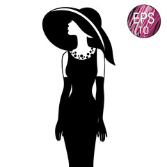 Woman's silhouette in black hat