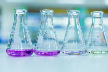 Titration technique in the laboratory.