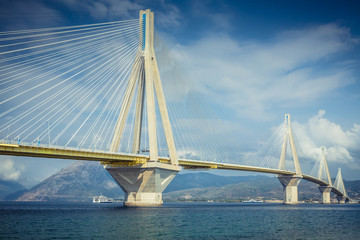 Fototapeta na wymiar Rio-Antirrio Bridge (Charilaos Trikoupis) in Patras