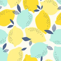 Vitrage gordijnen Pastel naadloos patroon met citrusvruchten