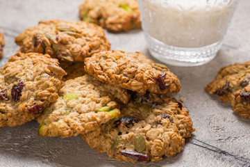 Oatmeal cookies with cranberry and pumpkin seeds