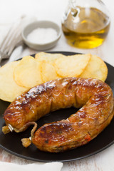  fried vegetarian smoked sausage with chips